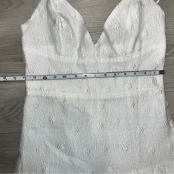 Lulu's Serene Charm White Textured Embroidered Flower Drop Waist Midi Dress - Picture 8 of 10